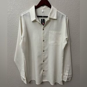 NWT. COOFANDY Men’s Long Sleeve Button-Down Linen Beach Shirt Size M